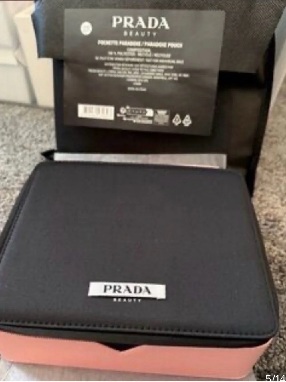 Prada Black and Peach Cosmetic Travel Case